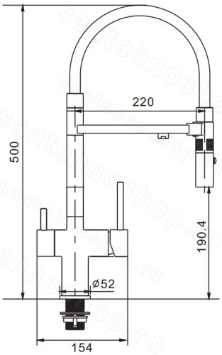 Смеситель для кухни Rose R958C с подключением фильтра и гибким изливом, белый с подключением фильтра и гибким изливом, белый