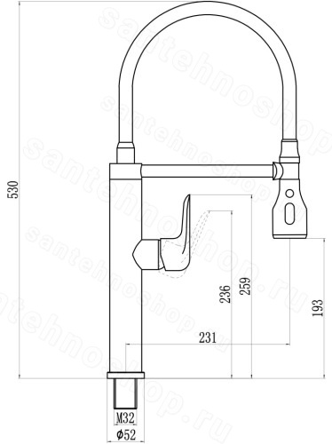 Смеситель для кухни Savol S-002803-04 с гибким изливом, хром с гибким изливом, хром