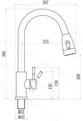 Смеситель для кухни Savol S-002806C с выдвижным изливом, матовое золото с выдвижным изливом, матовое золото