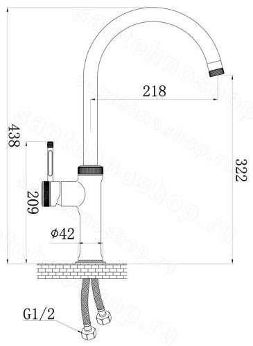 Смеситель для кухни Savol S-AF1632A, хром, хром