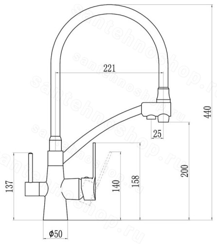 Смеситель для кухни Savol S-L1805B-02 с подключением фильтра и гибким изливом, золото с подключением фильтра и гибким изливом, золото