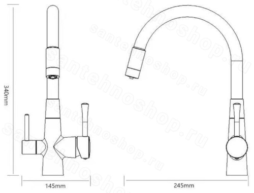 Смеситель для кухни Savol S-L1806C-12 с подключением фильтра и гибким изливом, бронза с подключением фильтра и гибким изливом, бронза