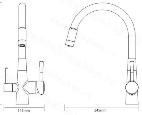 Смеситель для кухни Savol S-L1806W-12 с подключением фильтра и гибким изливом, белый с подключением фильтра и гибким изливом, белый