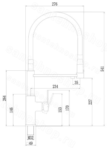 Смеситель для кухни Savol S-L1808H-01 с подключением фильтра и гибким изливом, черный с подключением фильтра и гибким изливом, черный