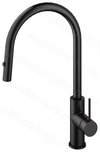 Смеситель для кухни Vincea Сити (city) VKF-2C1MB с выдвижным изливом, черный