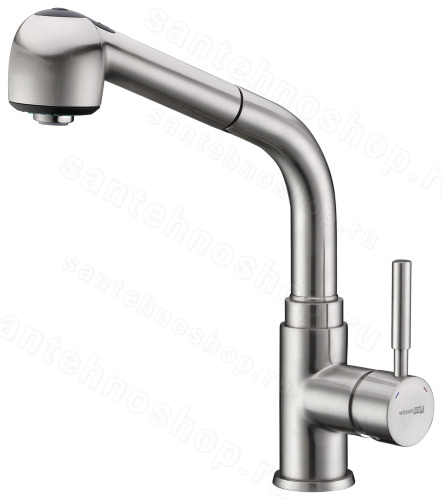 Смеситель для кухни WasserKraft Wern 4200 4266 с выдвижным изливом, никель