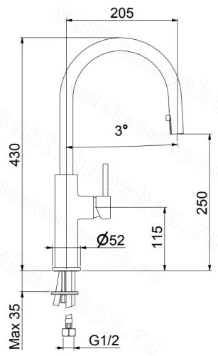 Смеситель для кухни Webert Lima LM940302015 с выдвижным изливом, хром