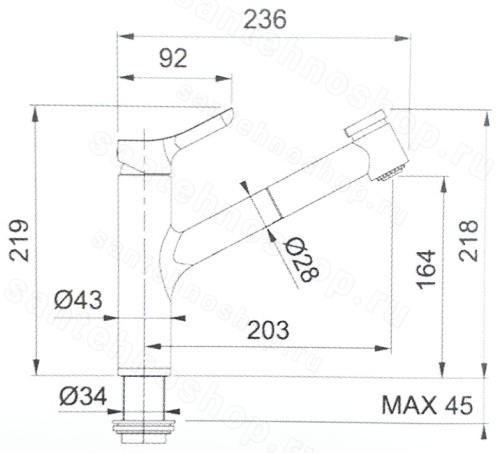 Смеситель для кухни Webert Master MS941002015 с выдвижным изливом, хром