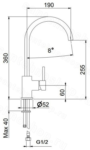 Смеситель для кухни Webert Praga PR920302015, хром