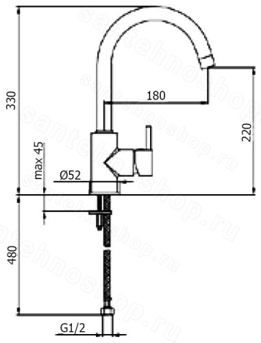 Смеситель для кухни Webert Yen YN920302560, черный