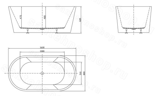 Акриловая ванна BelBagno BB202-1600-800 160x80, белая 160x80, белая