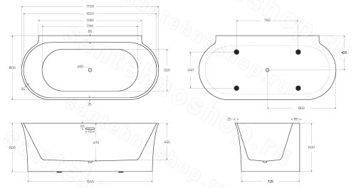 Акриловая ванна BelBagno BB409-1700-800 170x80, белая 170x80, белая