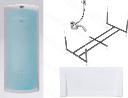 Акриловая ванна Timo Ritta RITTA1760-KT17S-SPV1505-FP17S 170x60, белая