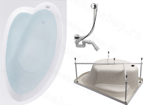 Акриловая ванна Timo Iva IVA1595R-KTIVA15-SPV1505 150x95, белая