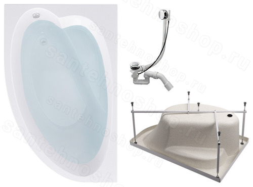 Акриловая ванна Timo Iva IVA1610L-KTIVA16-SPV1505 160x100, белая