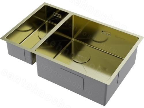 Кухонная мойка Omoikiri Taki 69-2-U/IF-LG-R Side 4993184 69.5x44 стальная, светлое золото