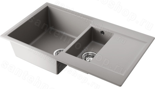 Кухонная мойка Omoikiri Daisen 86-2-GR 4993475 86x51 из искусственного гранита, leningrad grey