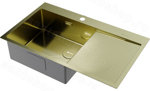 Кухонная мойка Omoikiri Akisame 86-LG-L Side 4997045 86x51 стальная, светлое золото