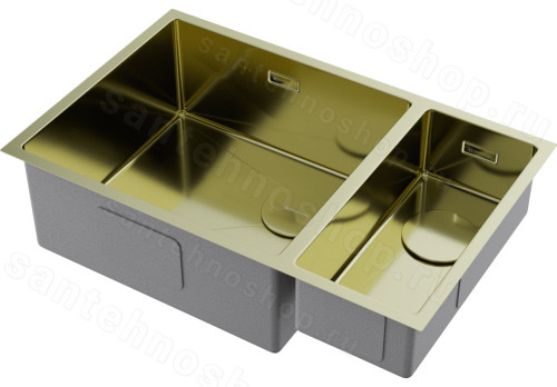 Кухонная мойка Omoikiri Taki 69-2-U/IF-LG-L Side 4997051 69.5x44 стальная, светлое золото