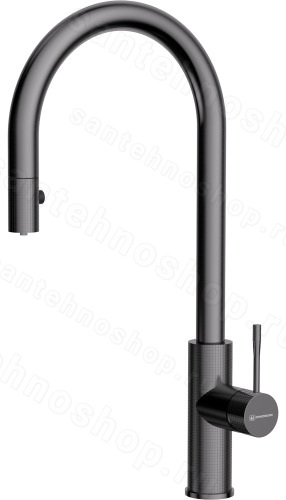 Смеситель для кухни Omoikiri Asakawa-S GM 4994583 с выдвижным шлангом и подключением фильтра, ворон