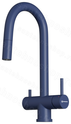 Смеситель для кухни Omoikiri Akita-S IB 4994438 с выдвижным шлангом и подключением фильтра, indigo