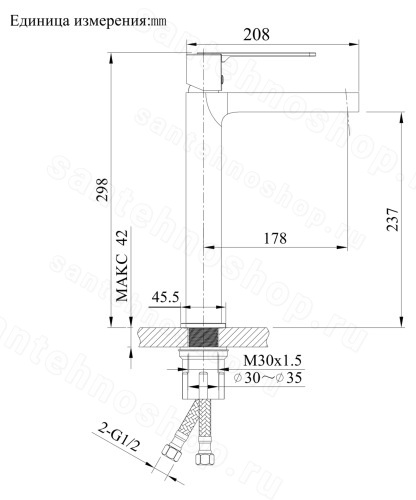 Смеситель для раковины AltroBagno Unione ALTROBAGNOUnione010230Ni, никель