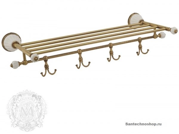 Полка с полотенцедержателем и крючками Migliore Olivia ML.OLV-60.629.BIBR