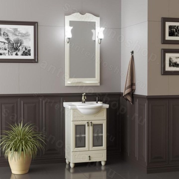 Комплект мебели Opadiris Тибет 55 витраж слоновая кость