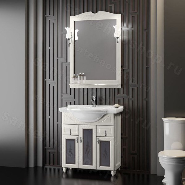 Комплект мебели Opadiris Тибет 75 витраж белый матовый