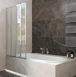 Шторка на ванну Veconi Palau PL-74L 120x150, хромированный профиль