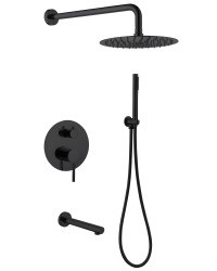 Душевая система Abber Emotion AF8817B с изливом, черная матовая