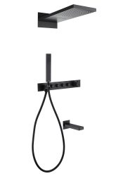 Душевая система Abber Rund AF8753B с изливом, черная матовая