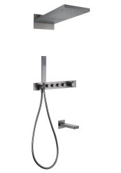 Душевая система Abber Rund AF8753NG с изливом, никель