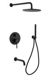 Душевая система Abber Wasser Kreis AF8117B с изливом, черная матовая