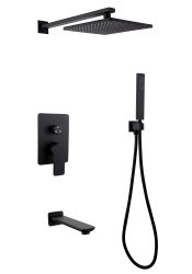 Душевая система Abber Weiss Insel AF8017B с изливом, черная матовая