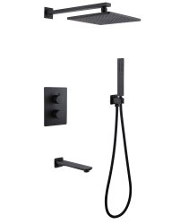 Душевая система Abber Weiss Insel AF8050B с изливом, черная матовая