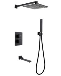 Душевая система Abber Weiss Daheim AF8250B с изливом, черная матовая