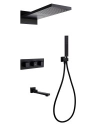 Душевая система Abber Weiss Daheim AF8253B с изливом, черная матовая