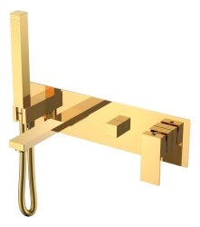 Смеситель для ванны Boheme Qubic 474-2-G, золото