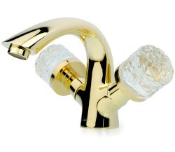 Смеситель для раковины Boheme Crystal 291-CRST, золото