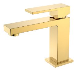 Смеситель для раковины Boheme Qubic 471-G, золото
