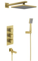 Душевая система Timo Tetra-Thermo SX-0199/17SM с изливом, матовое золото