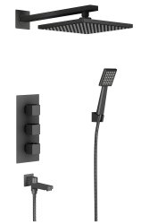 Душевая система Timo Tetra-Thermo SX-0199/03SM с изливом, черная матовая