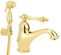 Cмеситель для раковины Migliore Bomond 26887 с гигиеническим душем, золото