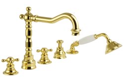 Смеситель на борт ванны с душем Migliore Arcadia 18395, золото