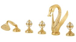 Смеситель на борт ванны с душем Migliore Luxor 24243, золото