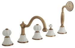 Смеситель на борт ванны с душем Migliore Olivia 18997, бронза