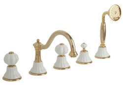 Смеситель на борт ванны с душем Migliore Olivia 19021, золото