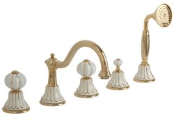 Смеситель на борт ванны с душем Migliore Olivia 19029, золото