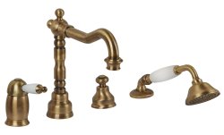 Смеситель на борт ванны с душем Migliore Oxford 19087 с термостатом, бронза